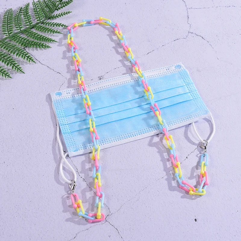 Радужная акриловая U образная цепочка для очков шнурок женская летняя на шею