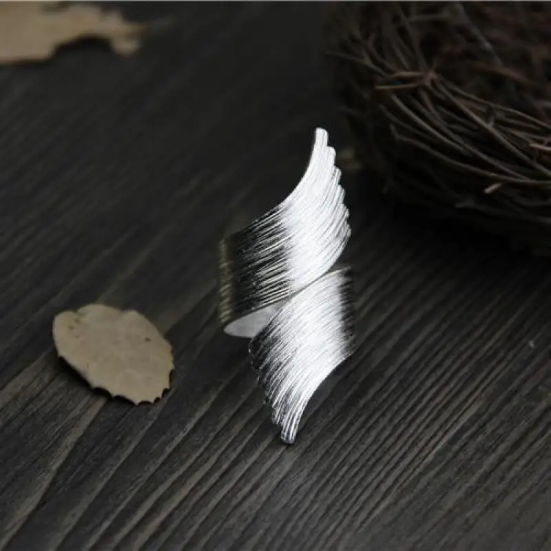 Женские кольца с цветком ручной работы в полоску широкие листьями из чистого