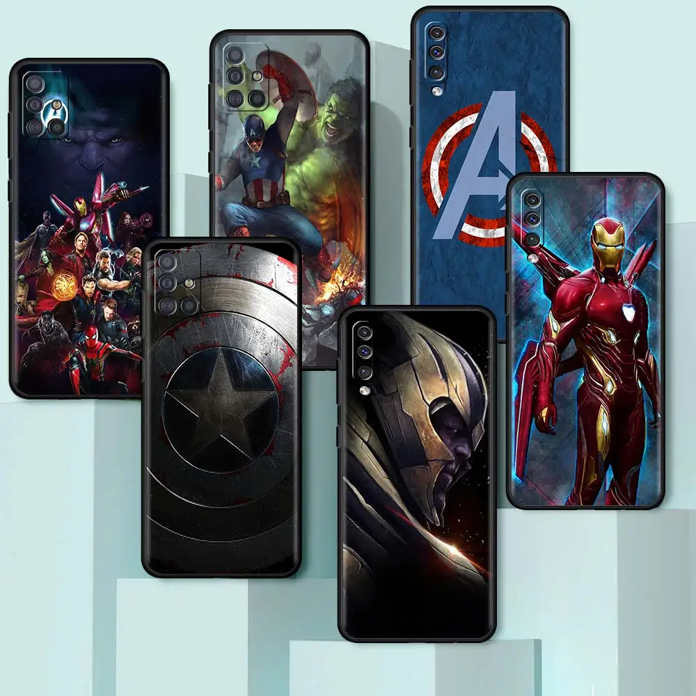 

Mobile Phone Case For Samsung Galaxy A51 A71 A21s A12 A52 A32 A22 A31 A72 Black Soft Shell A41 Cover Marvel Avengers Spiderman