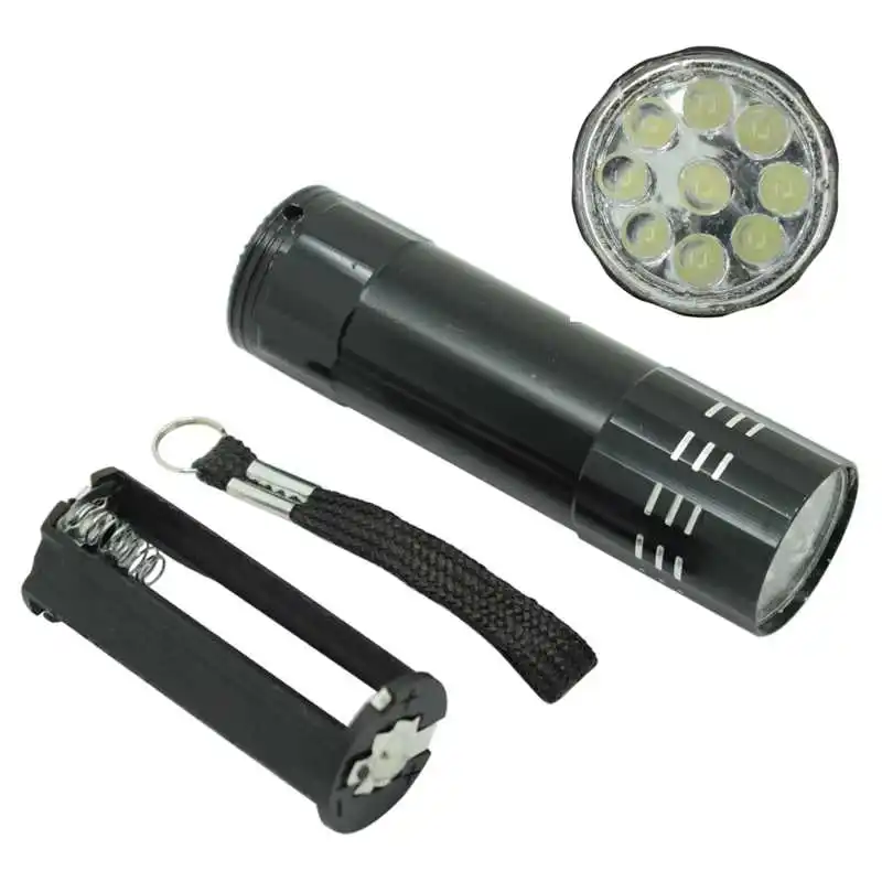 

Мини-фонарик с 9 светодиодами, портативный карманный алюминиевый фонарь, маленьсветильник ная ламсветильник для кемпинга, охоты, на батарей...