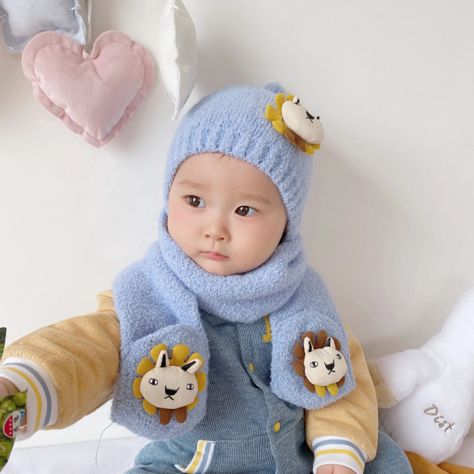 2 предмета в комплекте детская шапка и шарф одежда для малышей мальчиков девочек