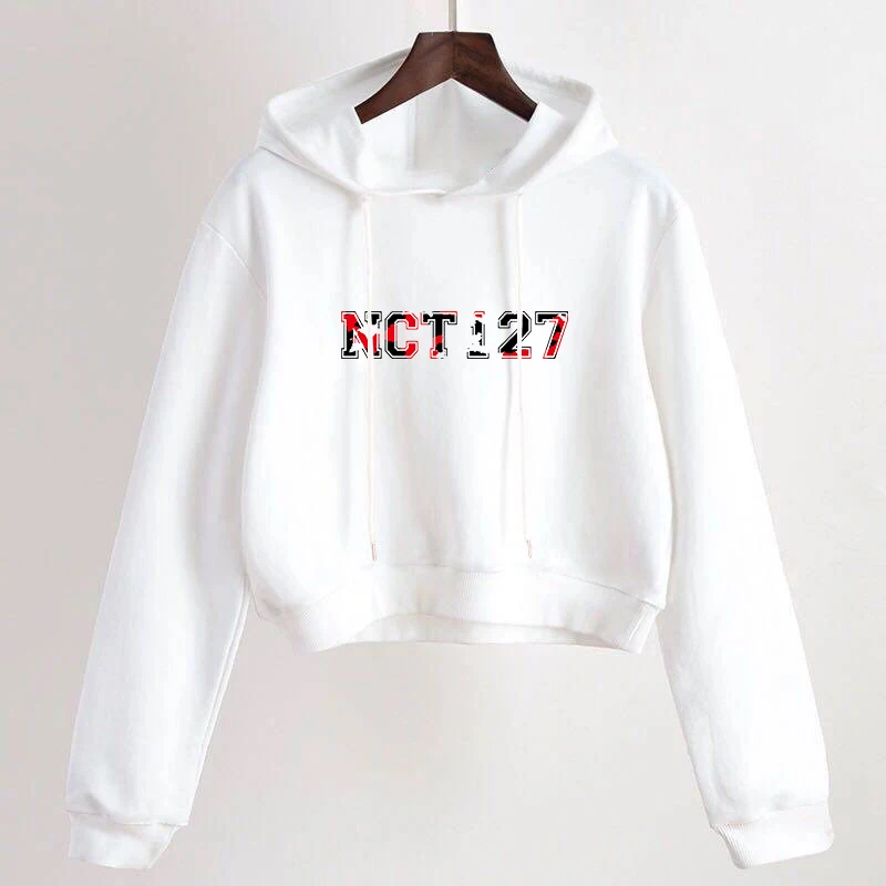 

Nct 127 Women Crop Hoodies Harajuku Casual Long Sleeve Graphic Print Sweatshirt Korean Funny 90s Tops Female Streetwear Clothing