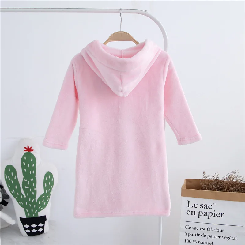 Женский банный халат для девочек одежда мамы и дочки фланелевый розовый с