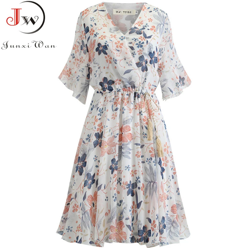 Женское летнее платье новинка 2019 длинное шифоновое с цветочным принтом женские