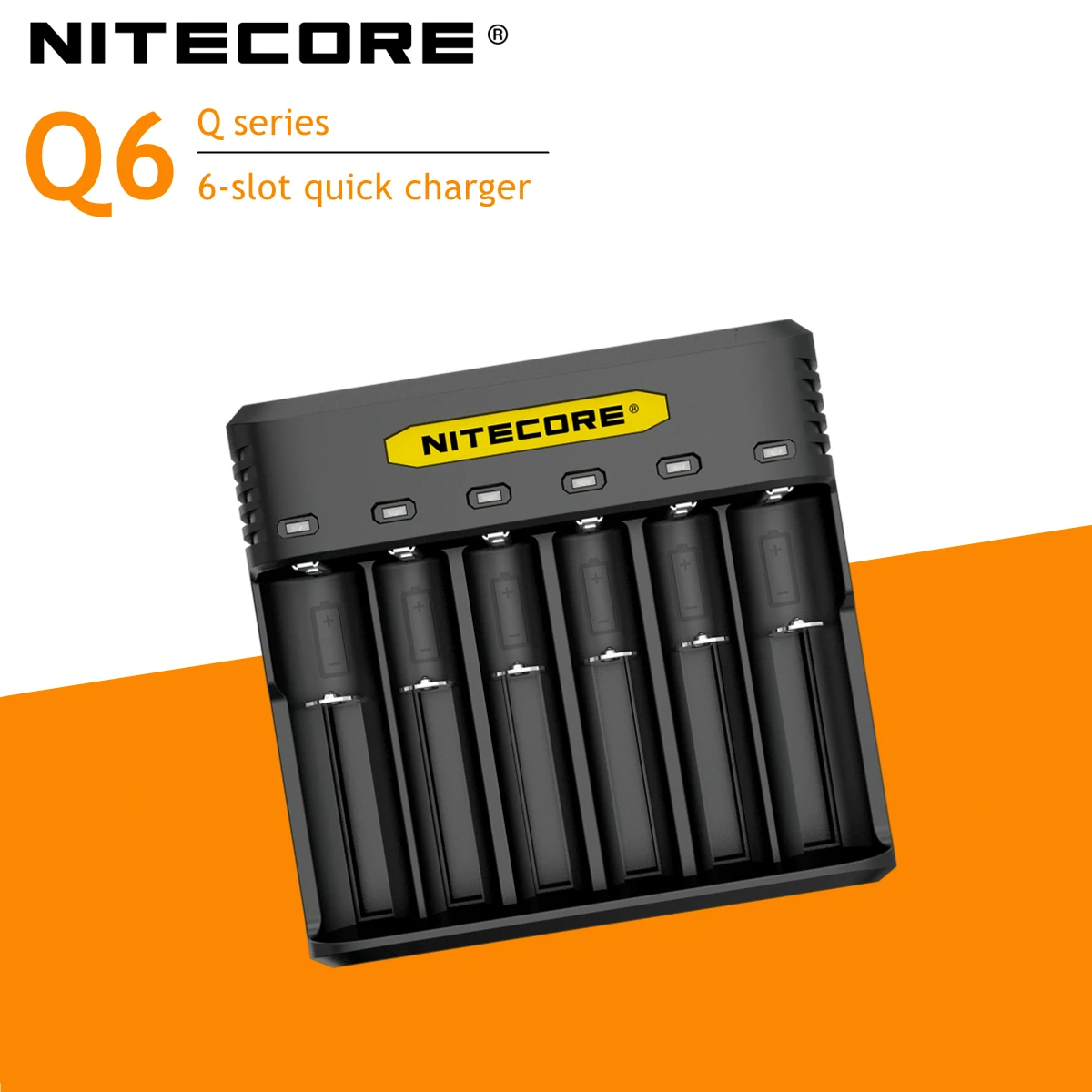 NITECORE-cargador de batería Q6 de 6 ranuras, portátil de viaje, Compatible con batería de iones de litio/IMR, 20700, 21700, 26700, 17670, 16500, 18650