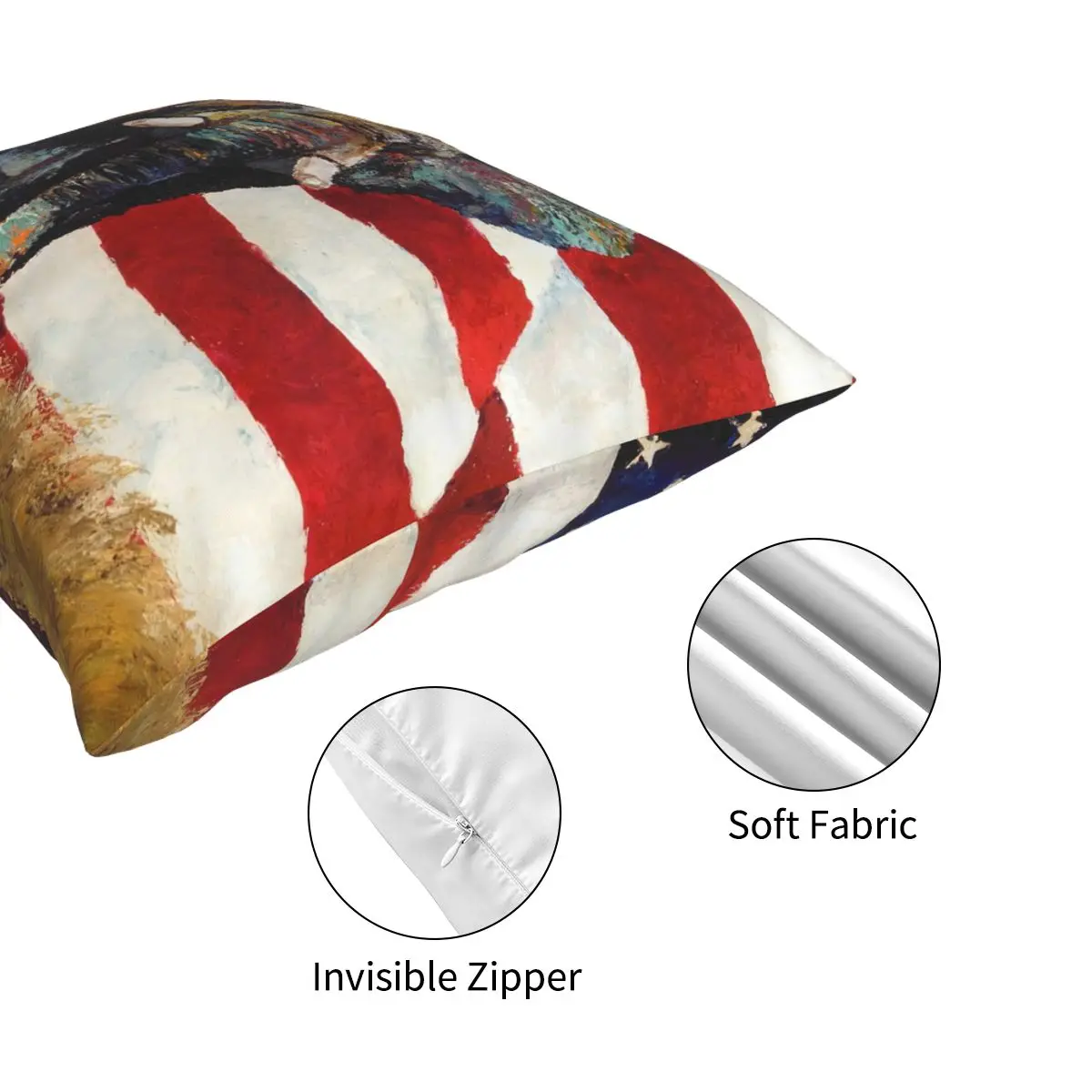 

Elephant With American Flag Square Pillowcase Polyester Pattern Decorative Throw Pillow Case Car Cushion Cover Wholesale