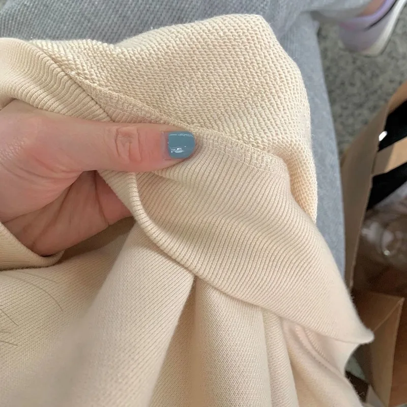 

Women Hoodies Solid Long Sleeve O-neck Simple Loose Sweet Korean Style Leisual All-match Streetwear Ins Chic Ulzzang Autumn New