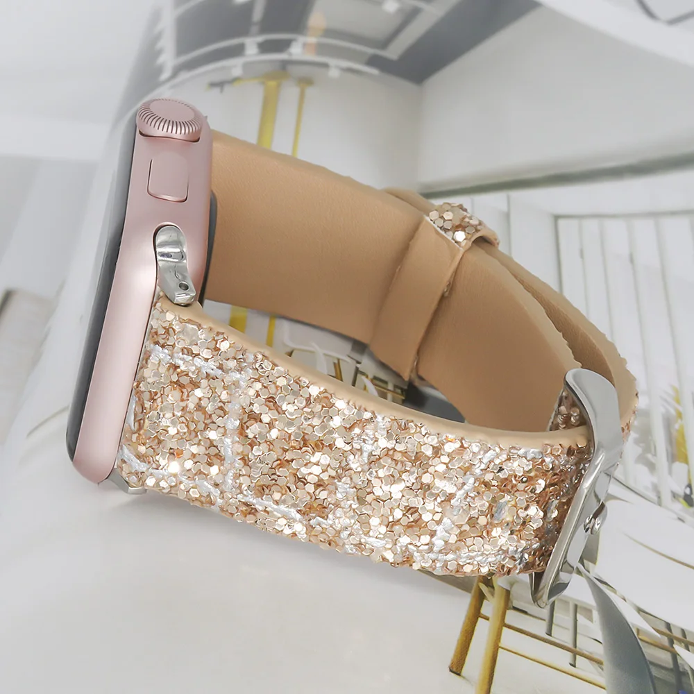 

Luxury Leather Bracelet strap For Apple Watch band 4 44mm 40mm women/men New Leather Band Strap for Apple Watch 38/42mm Series