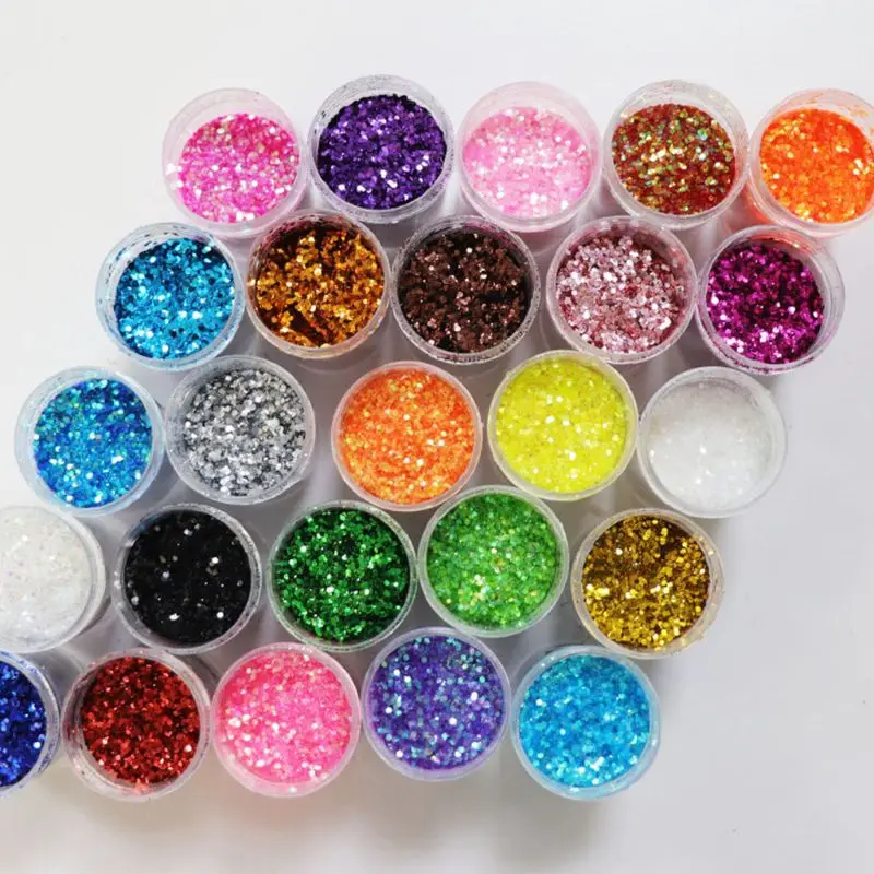 

24 Pcs/set Pearlescent Powder Slime DIY Crafts Making Crystal Resin Glitter 203B