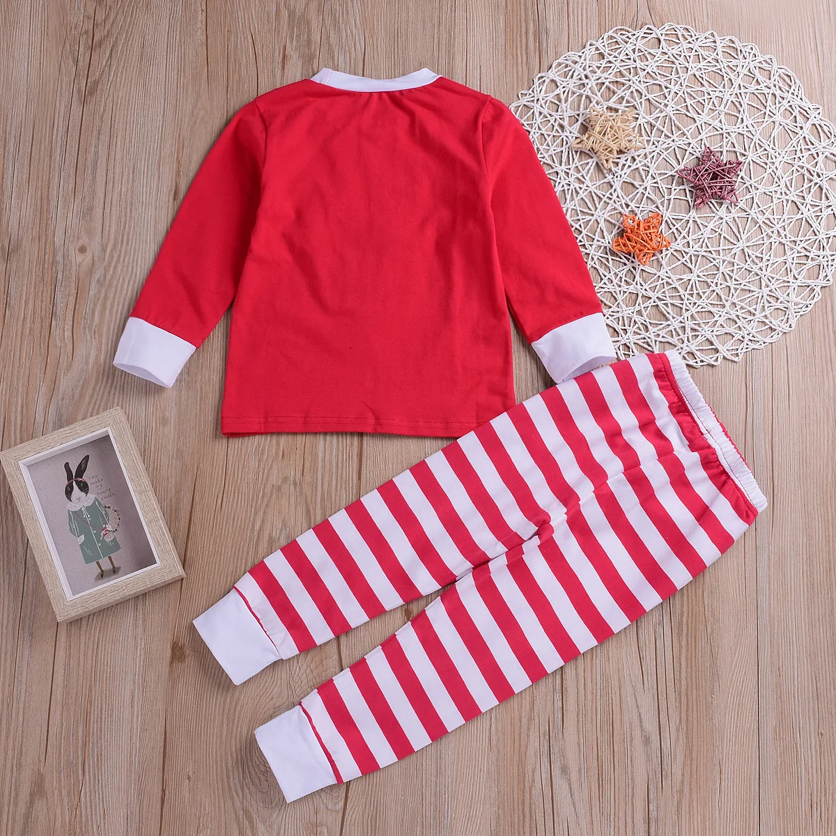 Комплект одежды для мальчиков и девочек повседневный Рождественский комплект из