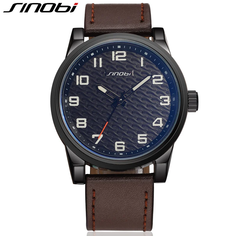 

Sinobi New Fashion Men's Watches Waterproof Leather Strap Male Wrist Watches Top Brand Sports Clocks relogios masculinos
