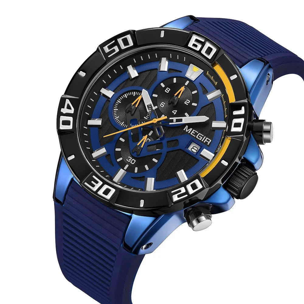 Часы MEGIR Мужские кварцевые с хронографом спортивные брендовые роскошные в стиле