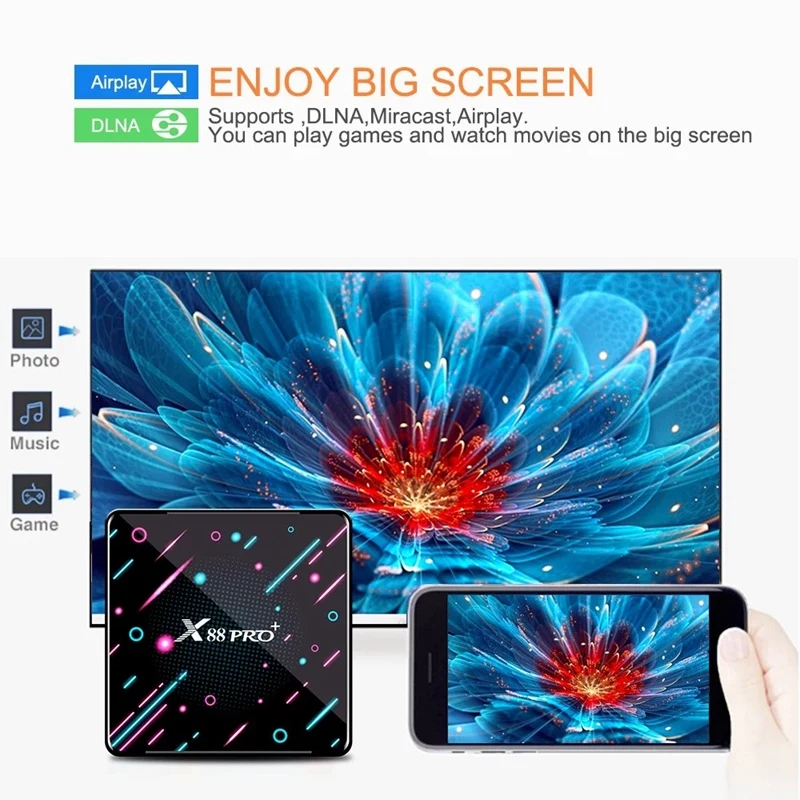 X88 PRO PLUS Android 9 0 Smart TV Box UHD 4K медиаплеер RK3368 4 ГБ/32 ГБ 2 4G/5G двухдиапазонный WiFi BT4.0 100 м LAN