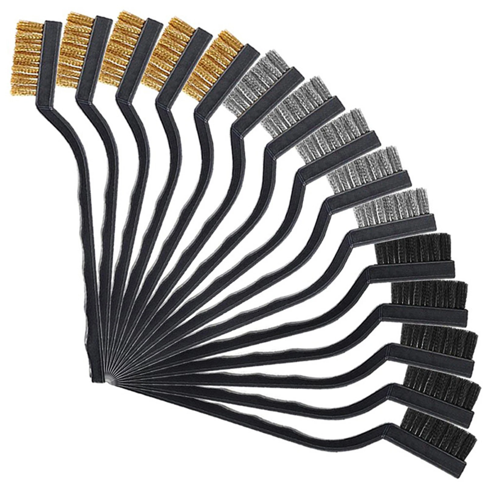 

12/15pcs 7Inch Mini Wire Brush Set Curved Handle Stainless Steel Wire Brush for Cleaning Welding Slag and Rust