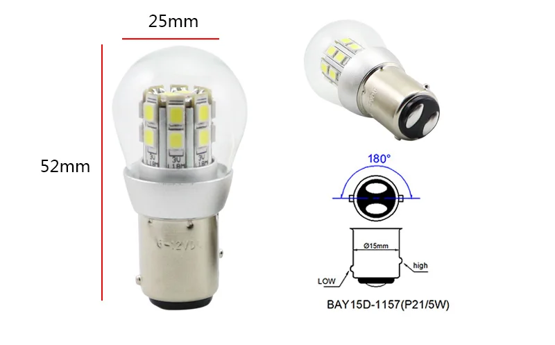 1156 led P21W двойной светильник 6v P21/5 w Bay15d 36v 48v светодиодный автомобильный сигнальный светильник головной светильник автомобильный светильник s 3w стояночный тормоз