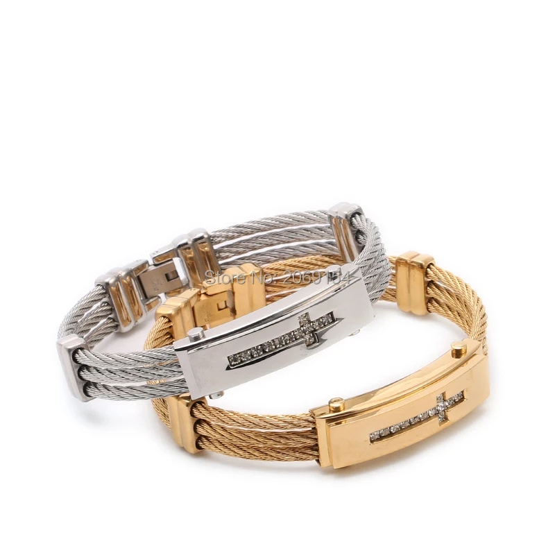 Браслет мужской из нержавеющей стали Ювелирное Украшение с подвеской крестом