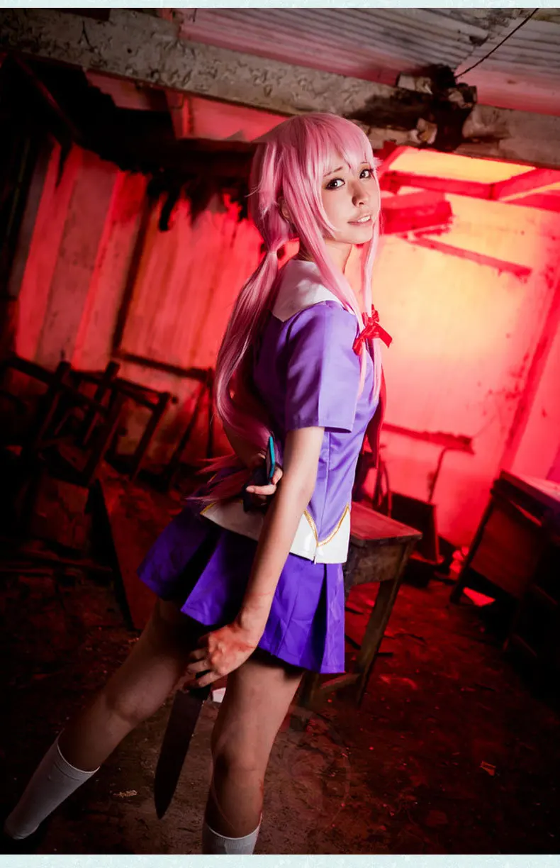 

New Gasai Yuno Cosplay Anime Mirai Nikki Character Dress Up Halloween Costume for Women