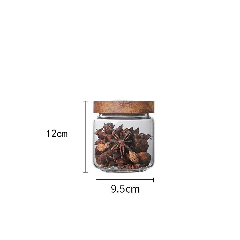 9.5x12cm Герметичные стеклянные банки с бамбуковой крышкой многоцелевой ящик для хранения специй пылезащитные и влагостойкие банки для специй - Цвет: 9.5x12cm