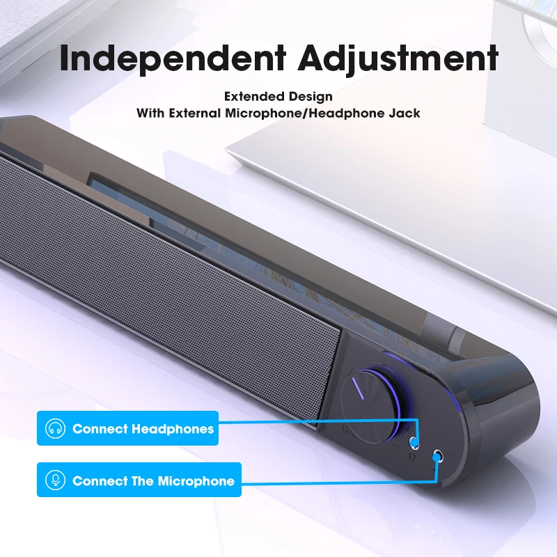 Computer Sound Bar Wired Bluetooth 4D Bass Surround SoundBar Home Theater Subwoofer Speakers With Mic Earphones jack | Электроника