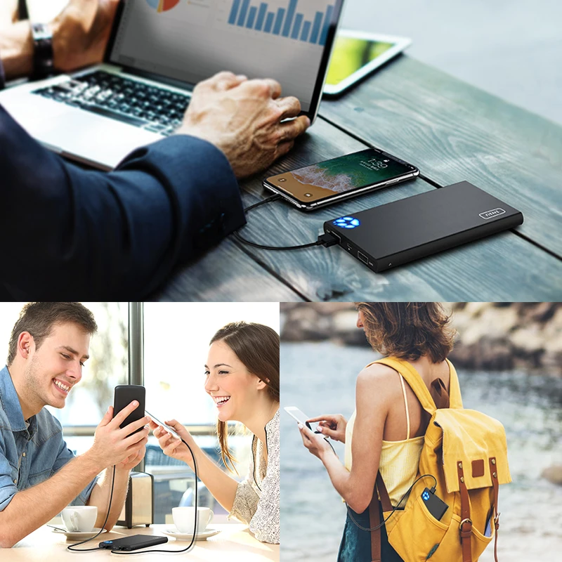 INIU 10000 мА/ч, а, внешний аккумулятор, двойной, 2 USB, портативное зарядное устройство, внешний аккумулятор для iPhone X, Xiaomi Mi, телефон, повербанк, внешний аккумулятор
