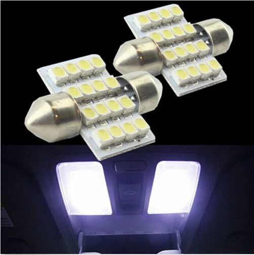 2 предмета 16 SMD LED 3528 31 мм автомобилей теплый белый интерьер купола гирлянда лампа