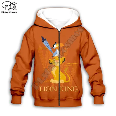 Black Simba толстовка с капюшоном и 3D-принтом «Король Лев» для маленьких детей, толстовки на молнии стильная толстовка с длинными рукавами и рисунком для мальчиков и девочек-17 - Цвет: Black