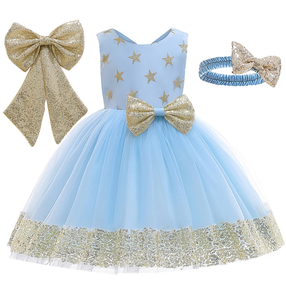 Baby Girl Dress 1 Year Birthday Party Tutu Princess Kids Dresses For Girls Bowknot Wedding Gown Children Clothing vestidos | Детская