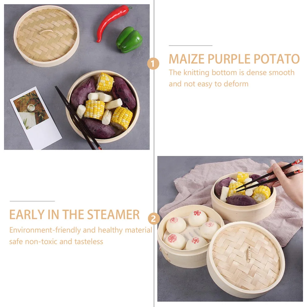 

1 Set 3pcs Bamboo Steamers Household Bamboo Steamer Baskets (Assorted Color)