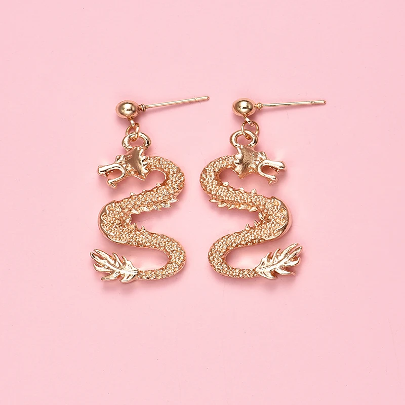 ALYXUY новые модные серьги в виде дракона золотые висячие серьги-подвески