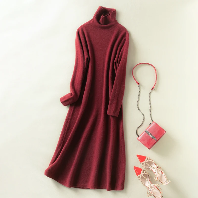 Кашемировое женское платье однотонная трикотажная длинная юбка с высоким