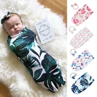 Спальный мешок с принтом для новорожденных, кокон с бантом на голову, пеленка для младенцев, для мальчиков и девочек, одеяло для сна для младенцев