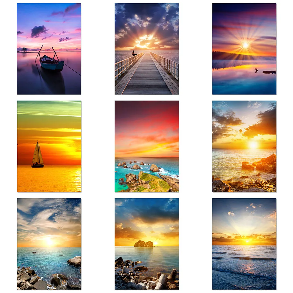 

5DDIY Diamond Painting Seaside Sunset Beach Landscape Picture Square/Round Full Diamond Mosaic Embroidery Cross Stitch Home Deco