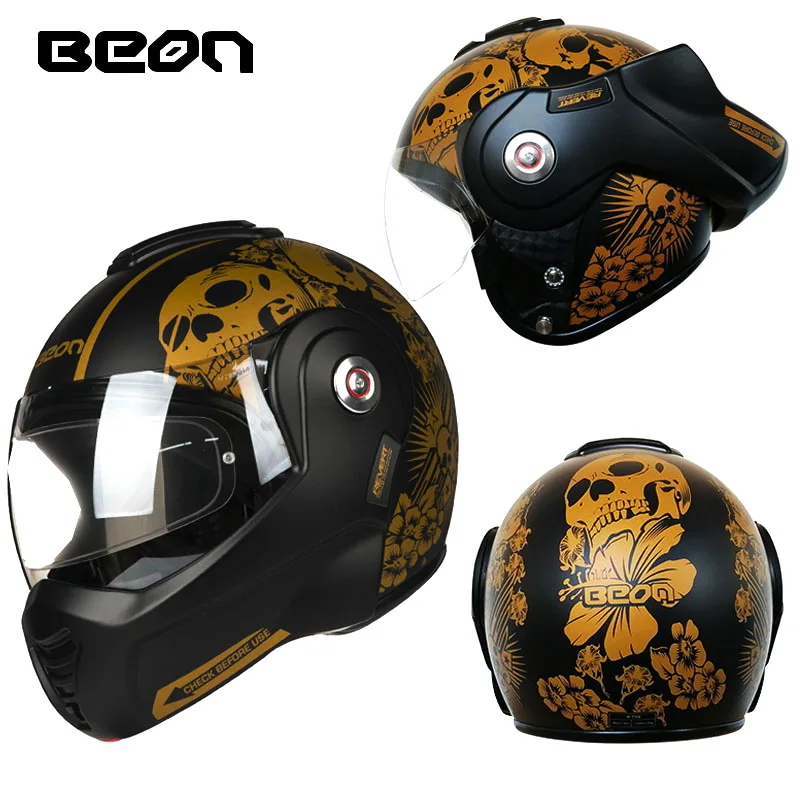 Новый мотоциклетный шлем BEON B702 Flip Up Motorbike Modular Safety Hat Back Somersault Moto Casque Casco ECER Approved Open Face.