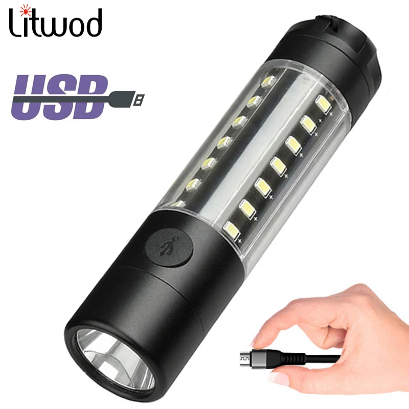 

Built in 18050 Battery XM-L T6 & 28pcs SMD 2835 Led Flashlight Usb Rechargeable 6 Modes Torch Lantern for Camping Yunmai