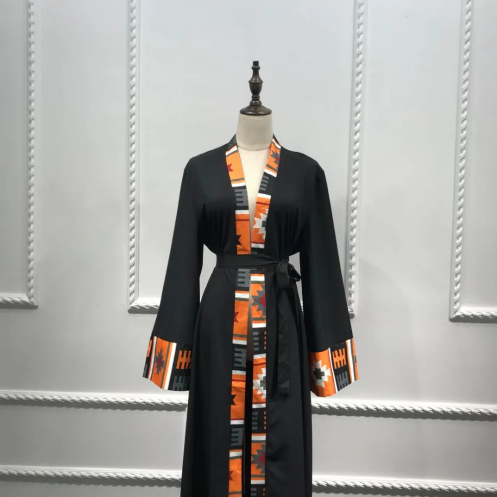 

Muslim Abaya Print Dress Cardigan Long Robe Gowns Kimono Jubah Ramadan Middle East Thobe Worship Service Islamic Prayer Clothing