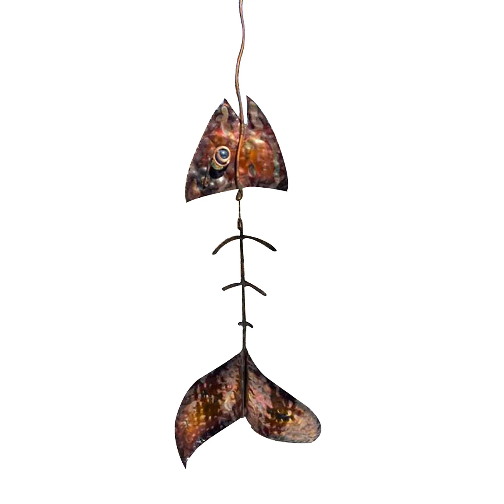

Fish Copper Wind Catcher Wind Spinner Fish Bone Hanging Pendant Decor for Garden Yard MD7