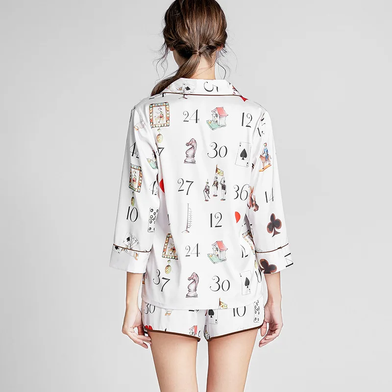 Smmoloa летние женские шелковые пижамные комплекты атласные пижамы сексуальные