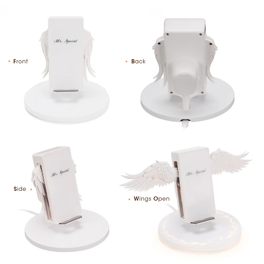 10W Angel Wings Creative Wireless Phone Charger Smartphone Holder Light Fast for iPhone 8/X/Xs/X max/XR Samsung Note/S10 |
