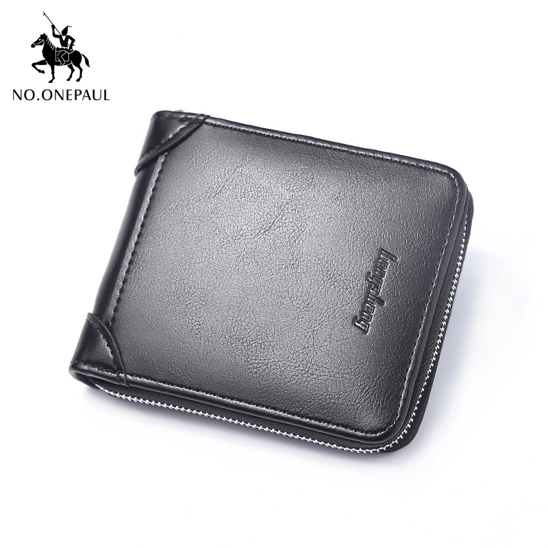 

Мужской короткий кошелек NO.ONEPAUL, черный многофункциональный бумажник на молнии, в стиле ретро, 2020