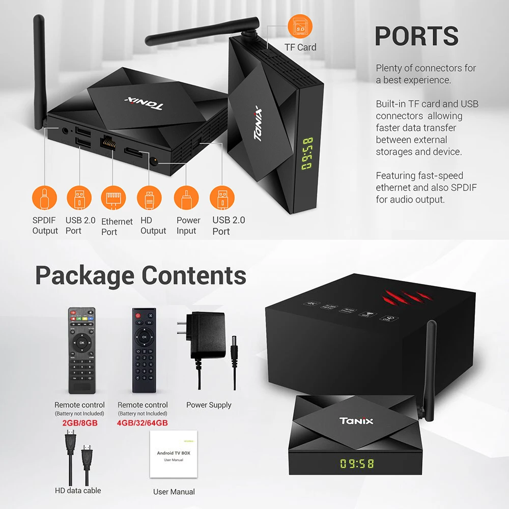 ТВ-приставка Tanix TX6S Android 2 4 + 32/64 ГБ Allwinner H616 ядра 6K 4K дюйма