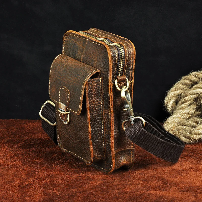 Мужская нагрудная сумка SAMWESTAR из натуральной кожи модная крутая уличная