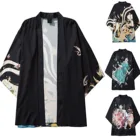 Кимоно мужское с принтом, рубашка в японском стиле, Повседневная Уличная одежда с японским Самураем, юката, хаори