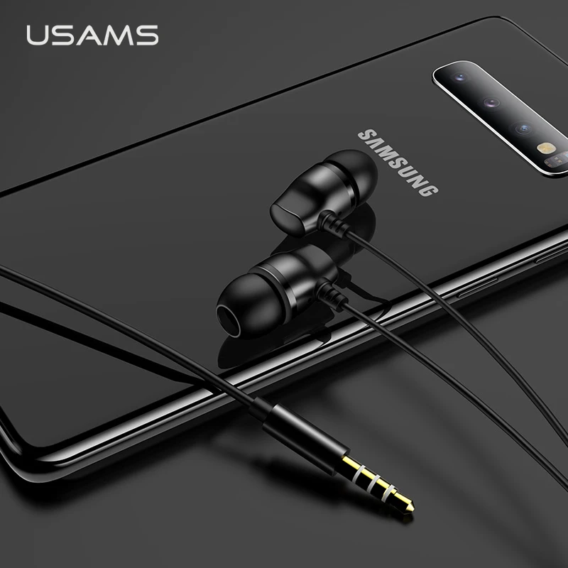 USAMS 3,5 мм наушники-вкладыши металлические наушники HiFi стерео металлическая полость наушники шумоподавляющие наушники с микрофоном для iPhone Xiaomi