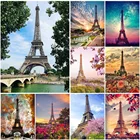 Алмазная 5D картина сделай сам, Набор для вышивки крестиком с изображением Парижской башни, пейзажа, мозаика, Декор