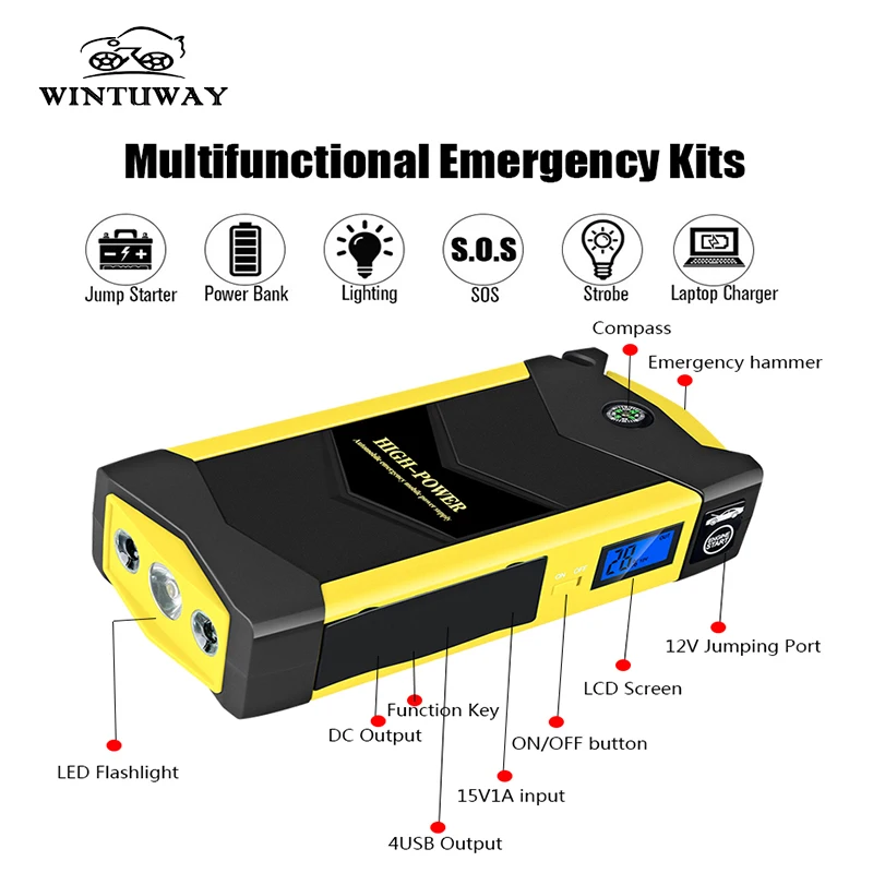 WINTUWAY многофункциональное пусковое устройство для автомобиля 1000A пиковое