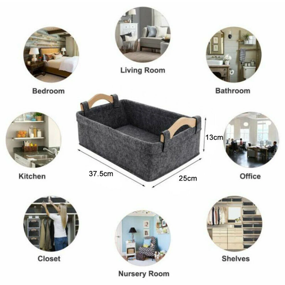 

Portable Durable Multifunction Organizer Storage Basket Transport Goods Clothes Basket Storage Box Felt Square With Handle