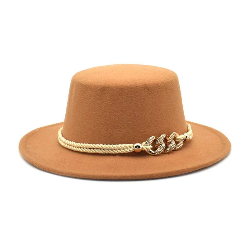 Шляпа-федора с цепочкой для мужчин и женщин простая Панама джазовый Топ