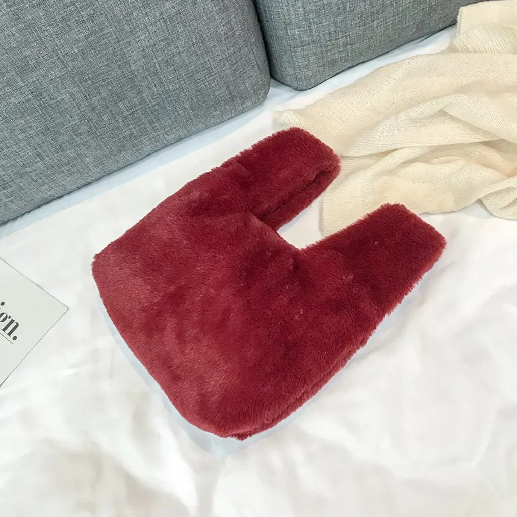 Женская модная плюшевая сумка без рукавов однотонная меховая с пряжкой зимняя