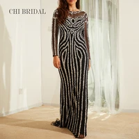 hollowed out perspective mesh evening dress elegant fashion tailed dress handmade luxury nail beads create actual image