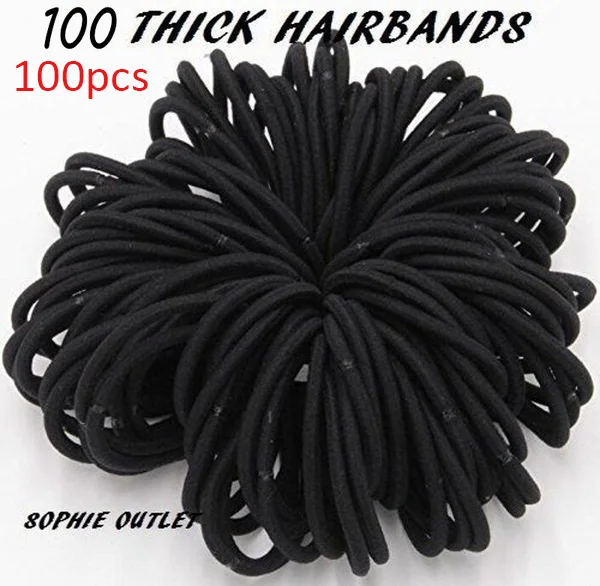 Black 100pcs 50/100 шт. цветной зарядный кабель в нейлоновый оплетке с резиновые ленты эластичные повязки на голову для девушек Детская Scrunchie держатель резинки для волос аксессуары - Окраска металла: Black 100pcs